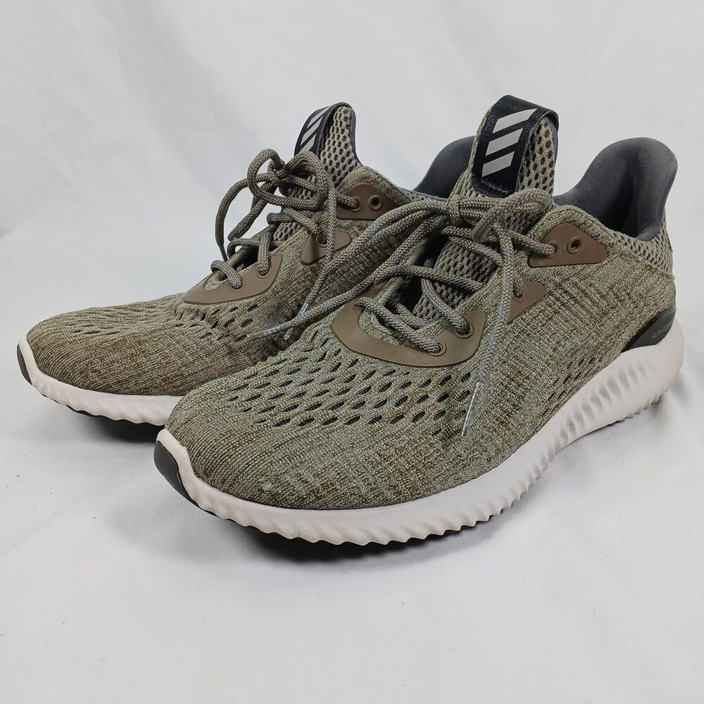 Adidas Alphabounce Beyond Men 8 Olive Cushioned Knit Running Sneaker